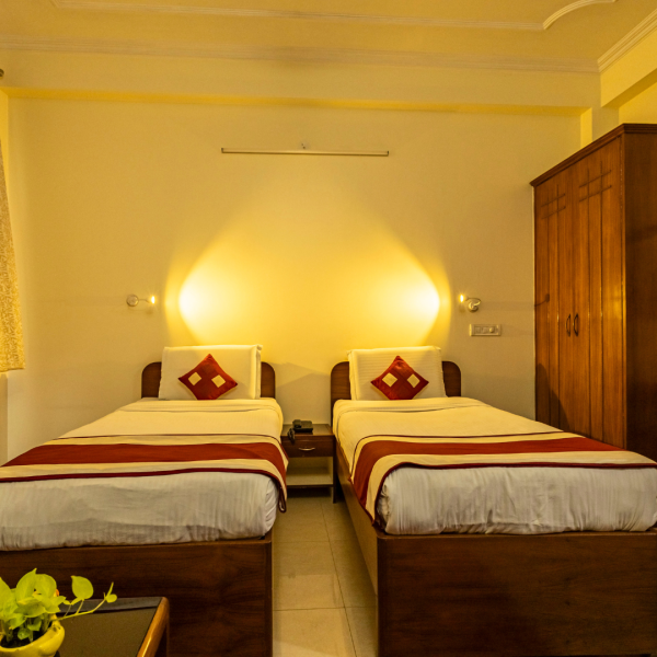Non Balcony Twin Bed Room of Theap - Best Guest House in Noida Sector 55