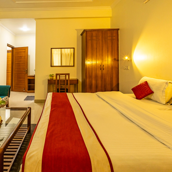 Shared Balcony Double Bed Room of Theap - Best Guest House in Noida Sector 55