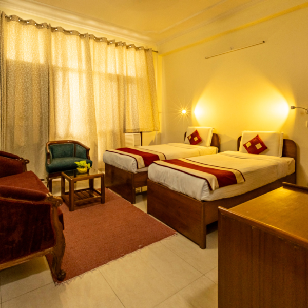 Shared Balcony Twin Bed Room of Theap - Best Guest House in Noida Sector 55